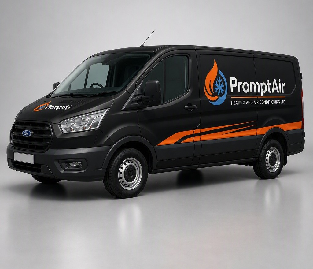 PromptAir branded HVAC service van